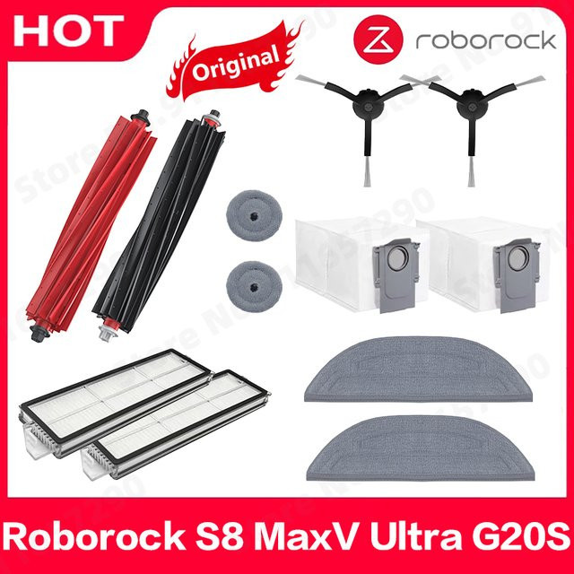 Roborock S8 MaxV Ultra G20S Zubehör-Set mit Hauptbürste, Seitenbürste, waschbarem Filter, Mopp und Staubbeuteln - Bild 1