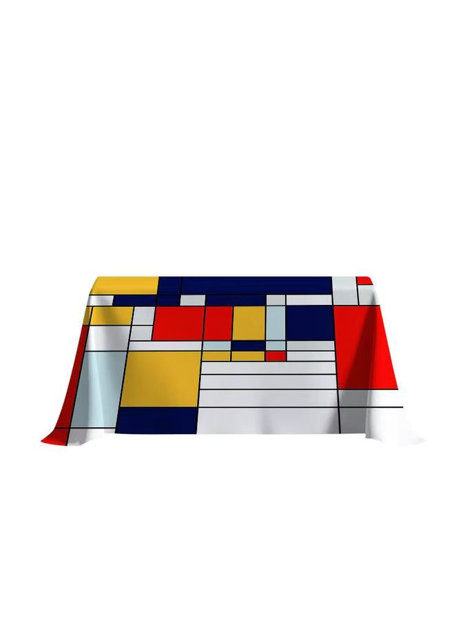 P-Piet Tischdecke Mondrian Style in Multicolor, wasserdichte und schmutzabweisende Polyester-Tischdecke für Esszimmer, Küche oder Partys - Bild 3
