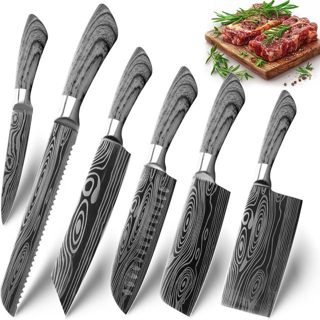 MYVIT Santoku Damaskus Küchenmesser in Silber - Bild 1
