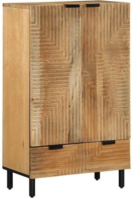 vidaXL Highboard aus Massivholz Mango und Akazie in Braun mit Türen und Schubladen, B/T/H: 60 x 33 x 100 cm - Bild 1