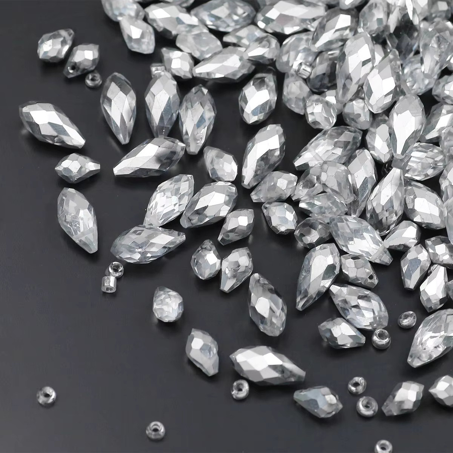 JHNBY Perlen, Kristallglas, Wassertropfen, Silber, für Schmuckherstellung - Bild 3
