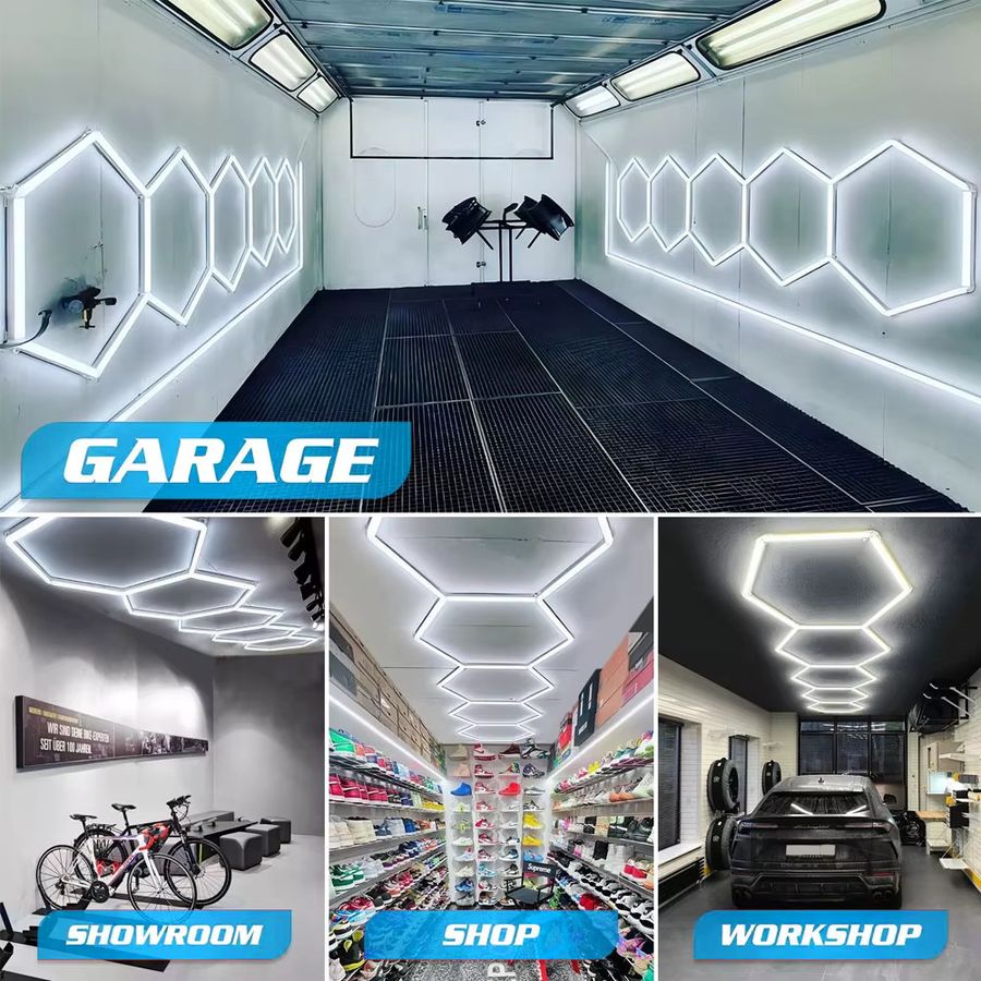 VASTFIRE Waben-Sechskant LED-Deckenleuchten mit integriertem LED-Licht 6500K für Garagen, Friseursalons und Werkstätten - Bild 4