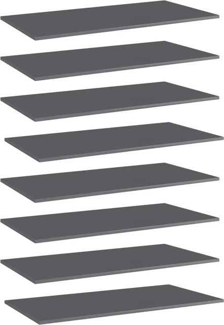 vidaXL Bücherregal-Bretter Set 8 Stück in Grau Hochglanz, B/T/H: 80 x 30 x 1,5 cm - Bild 1