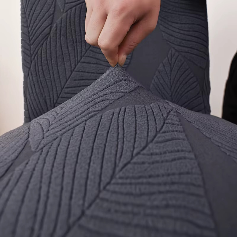 WANERQU Stretch-Stuhlbezug aus Jacquard mit floralem Muster in Grau für Esszimmerstühle - Bild 3