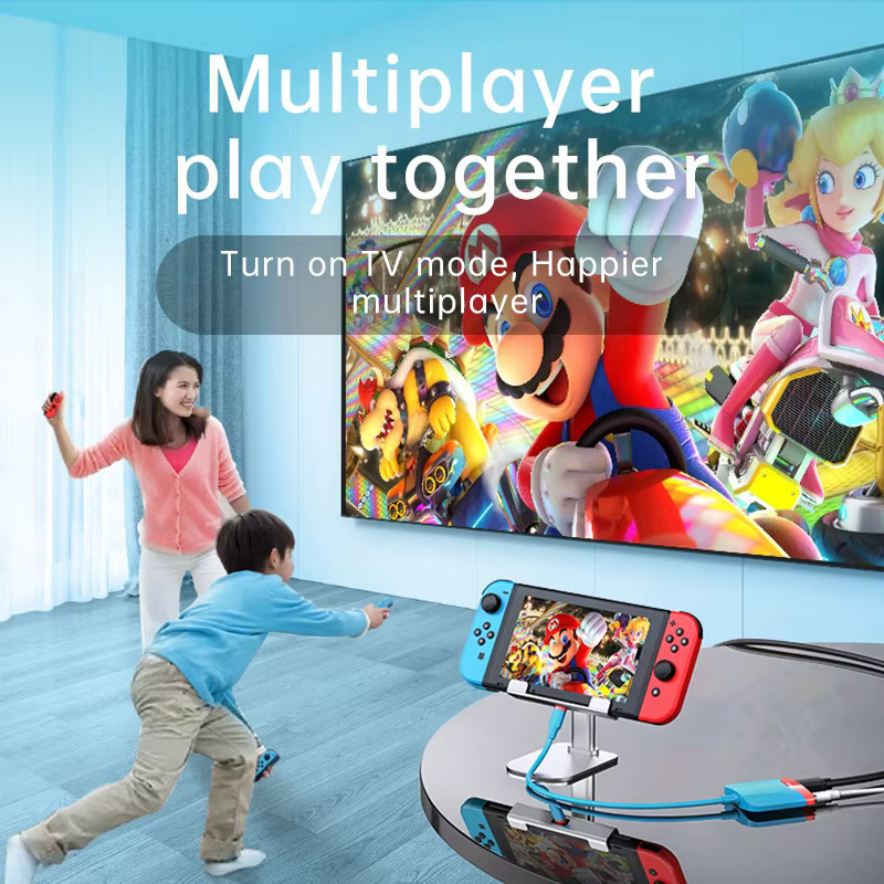 dtvane 3-in-1 USB-C Hub Adapter für Nintendo Switch mit USB 3.0 und PD-Ladefunktion in Metallic Silver/Multicolour - Bild 3