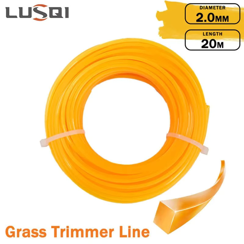 LUSQI Quadratische Nylon-Grasschneiderleine für Rasenmäher und Freischneiderköpfe, zweifarbig Gelb, 20 m oder 25 m, Dicke: 2 mm oder 2,4 mm - Bild 1