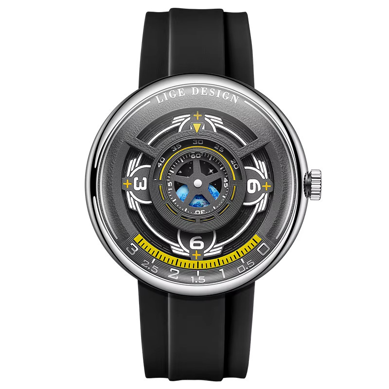 LIGE Armbanduhr Quarz, Silikon, Schwarz, Herren - Bild 7