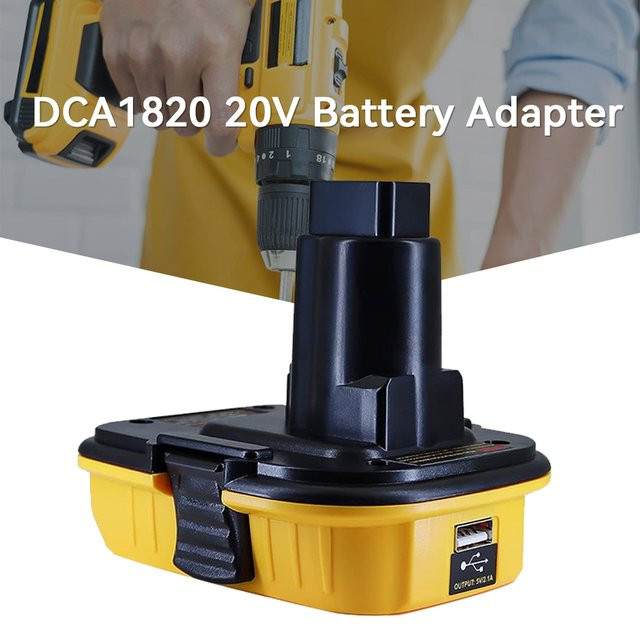 DeWalt DCA1820 USB-Adapter für 18 V Werkzeuge zur Nutzung von 20 V Lithium-Batterien in Gelb - Bild 1