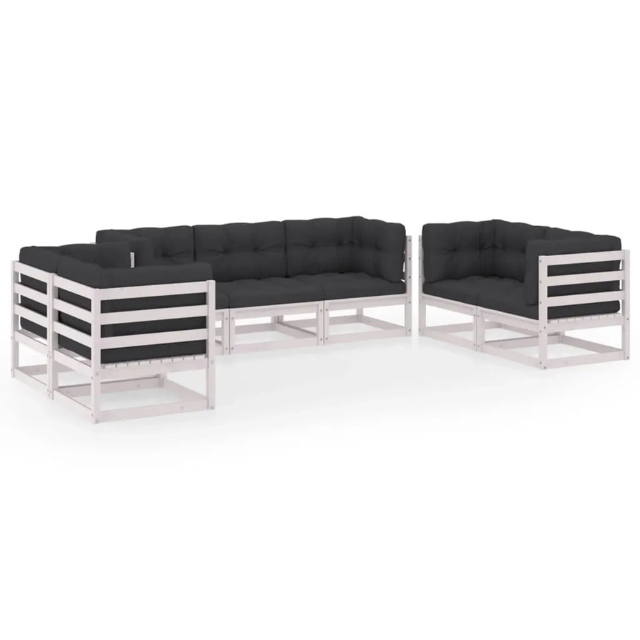 vidaXL 7-tlg Garten-Lounge-Set aus Kiefer Massivholz in L-Form mit Kissen und Polstern - Bild 2