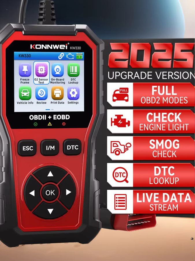 KONNWEi Automotive OBD2-Diagnosetool zur Fahrzeugüberwachung mit Fehlercode-Auslesung und O2-Sensor-Test - Bild 4