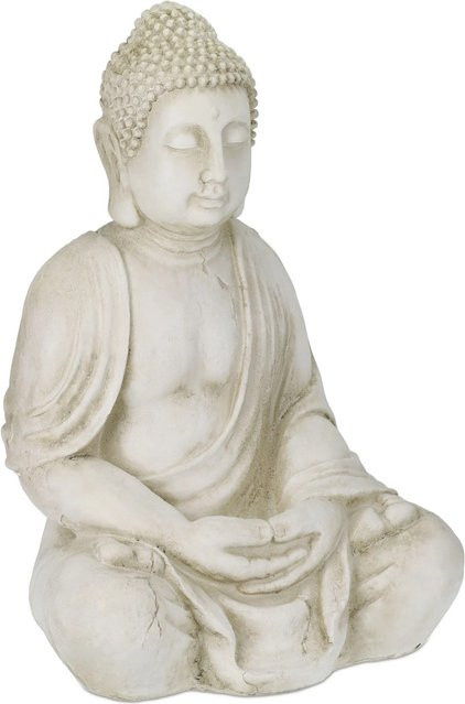 Wetterfeste Buddha Figur von Relaxdays in Creme aus Polyresin, sitzend, Höhe: 70 cm, Breite: 45 cm, Tiefe: 35 cm - Bild 1