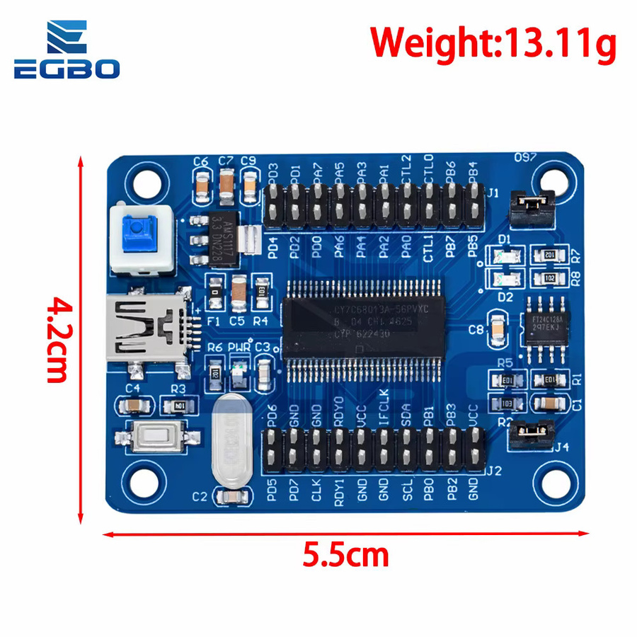EGBO EZ-USB fx2lp CY7C68013A USB Core Board Entwicklung Board mit I2C, Serieller SPI Schnittstelle und Mini-USB in Blau - Bild 2
