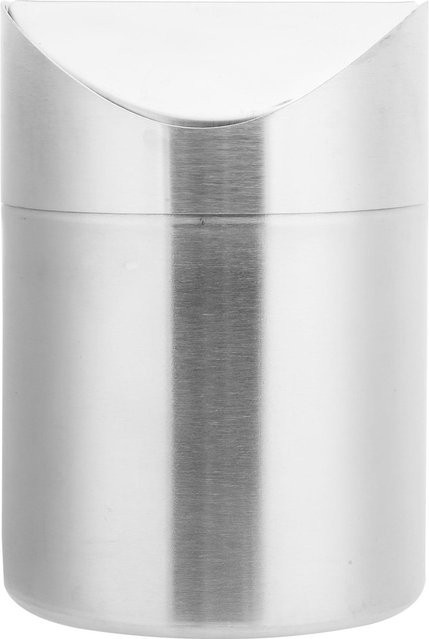 OutsideWorld Mini Tischabfalleimer mit Deckel in Weiß und Silber aus Edelstahl - Bild 1