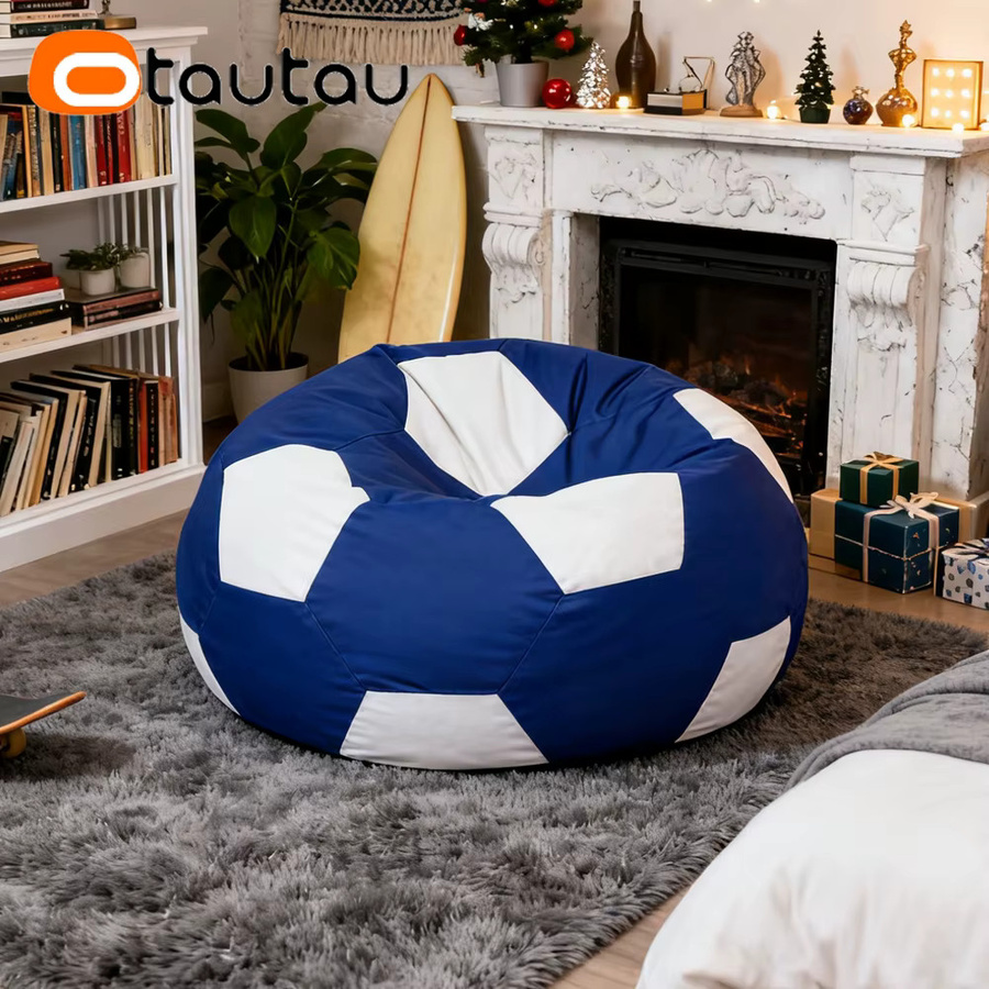 OTAUTAU Outdoor Fußball Sitzsack Abdeckung für Pool, Strand und Garten in Blau-Weiß DD221 - Bild 6