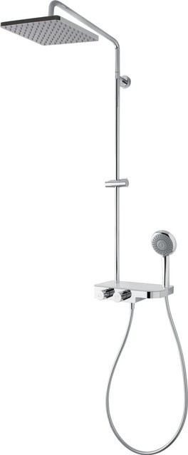 Breuer Duscharmatur Aquamaxx 340 mit Thermostat und eckiger Kopfbrause in Chrom - Bild 1