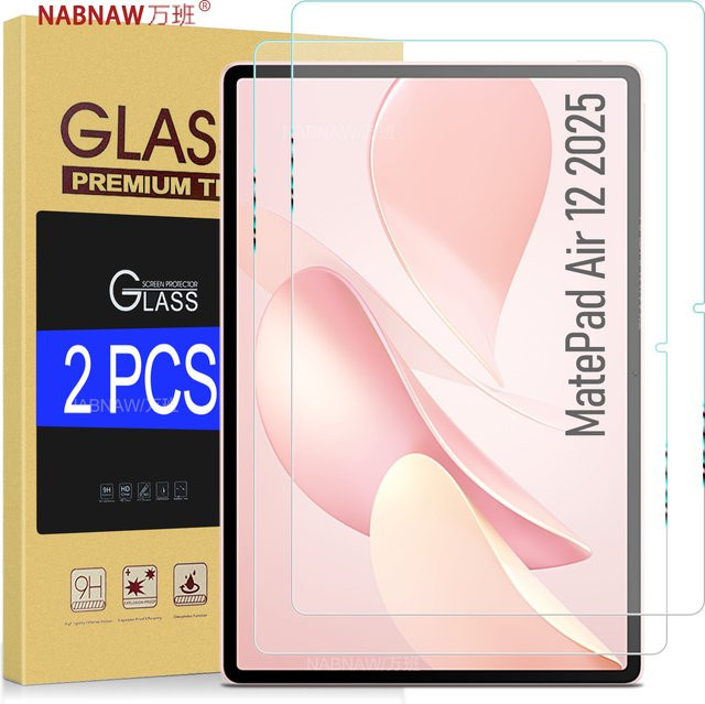 NABNAW Displayschutzfolie aus gehärtetem Glas für Huawei MatePad Air 12 2025, transparent, 2 Stück - Bild 1