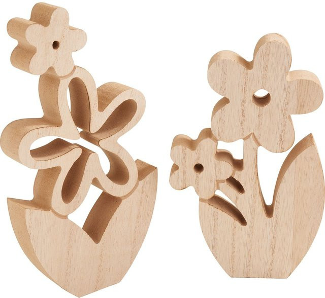 VBS Holz-Blumen 2er-Set in Beige als frühlingshafte Dekoration aus MDF-Holz - Bild 1