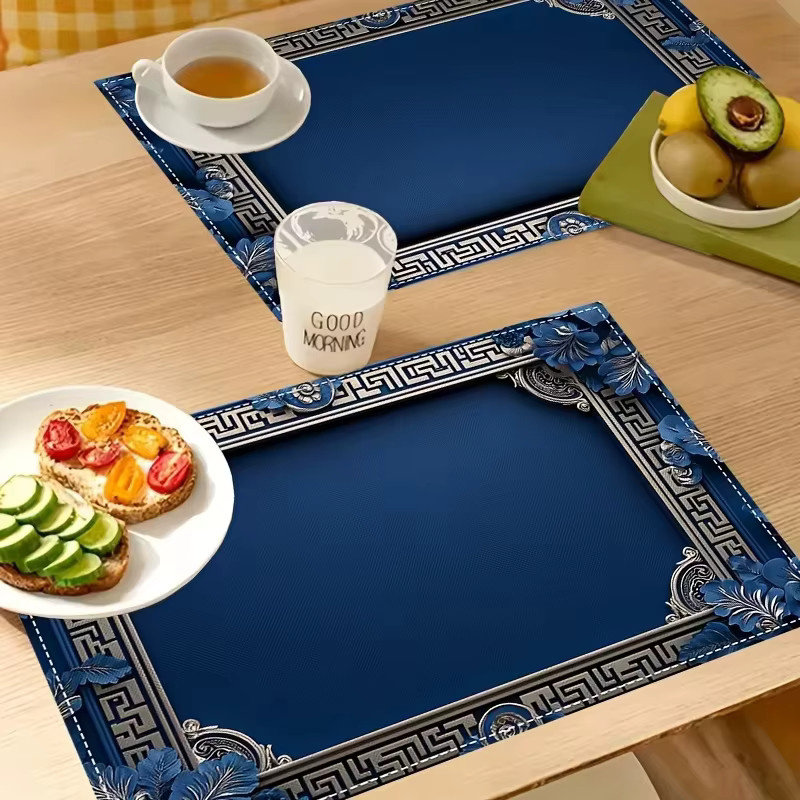 VIKAMA Tischsets 4er Set aus PVC in Dunkelblau mit modernem Grafikdesign, rechteckig - Bild 3