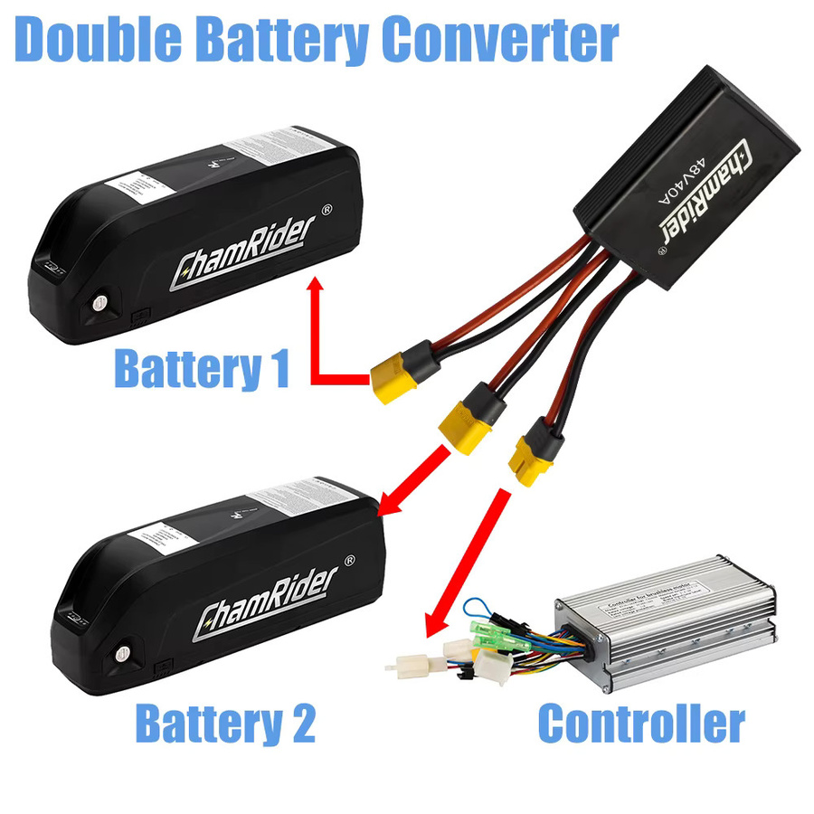 Chamrider Dual-Batterie-Entladekonverter Anschlussadapter Symmetrisches Entlademodul für E-Bike Teile in Schwarz 48 V 40 A 60 A - Bild 4