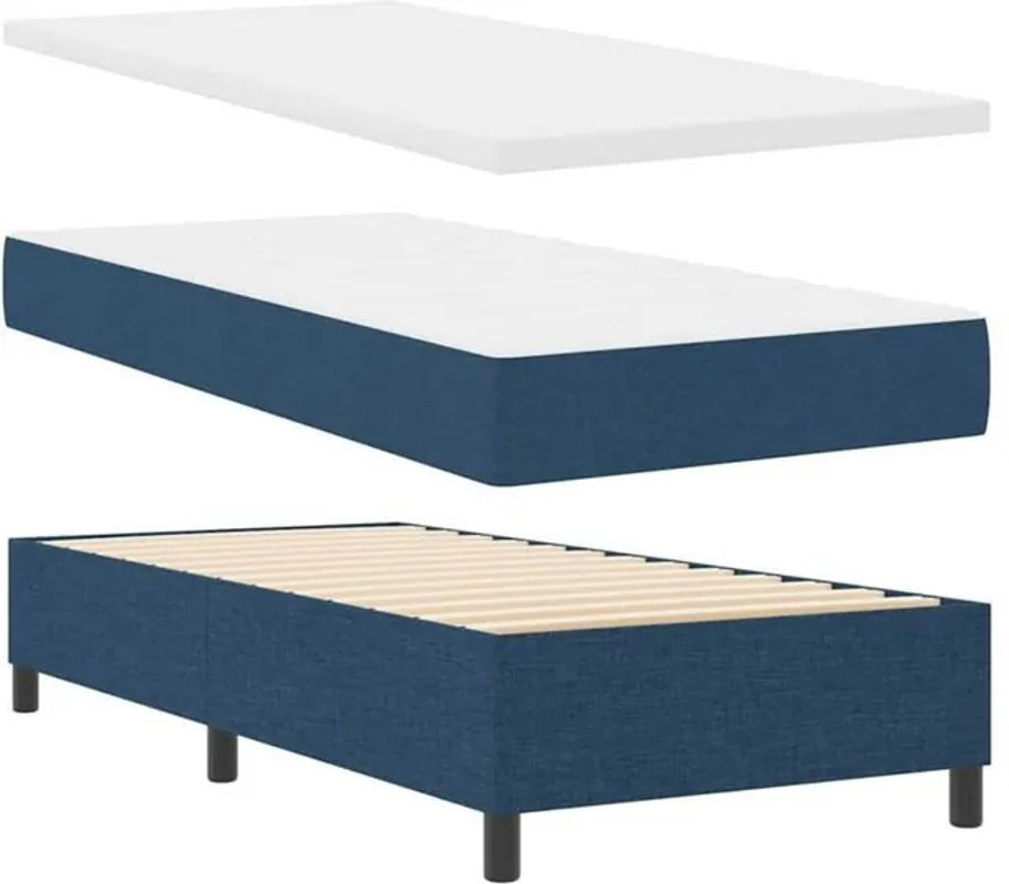 Modernes Boxspringbett mit Matratze und Kopfteil von vidaXL in Blau aus Stoff, B/T/H: 90 x 190 x 128 cm - Bild 1