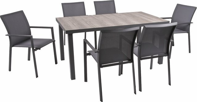 Garden Pleasure Gartenmöbel-Set Rana 5-teilig in Anthrazit mit Keramikplatte und Aluminiumgestell - Bild 1