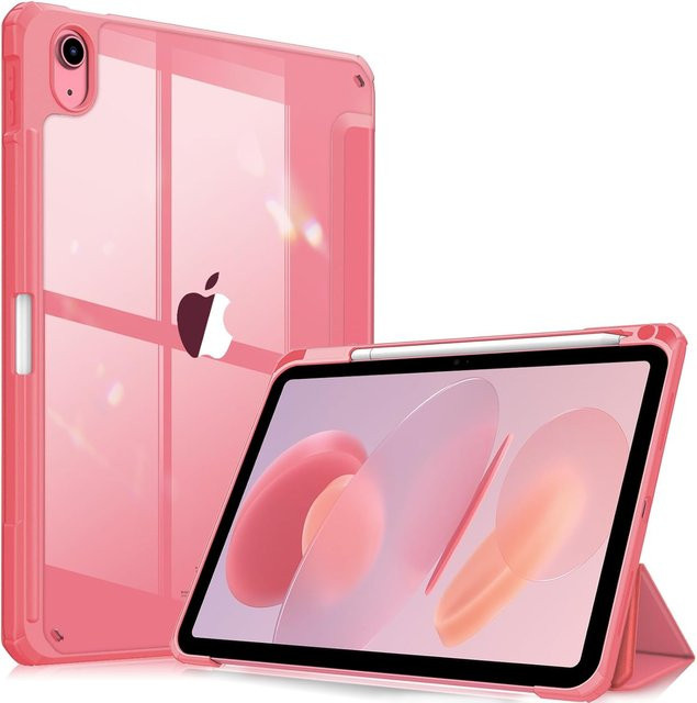 Schlanke iPad Hülle mit transparenter Rückschale für iPad Pro M4 11 Zoll und iPad 10. Generation 10,9 Zoll in Rosa - Bild 1