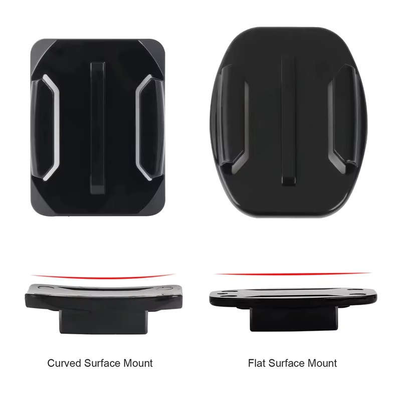 Action-Kamera Armaturenbrett-Halterung für GoPro Hero 13 und 12 mit flacher und gebogener Basis sowie wasserfestem 3M Klebeband in Schwarz - Bild 2
