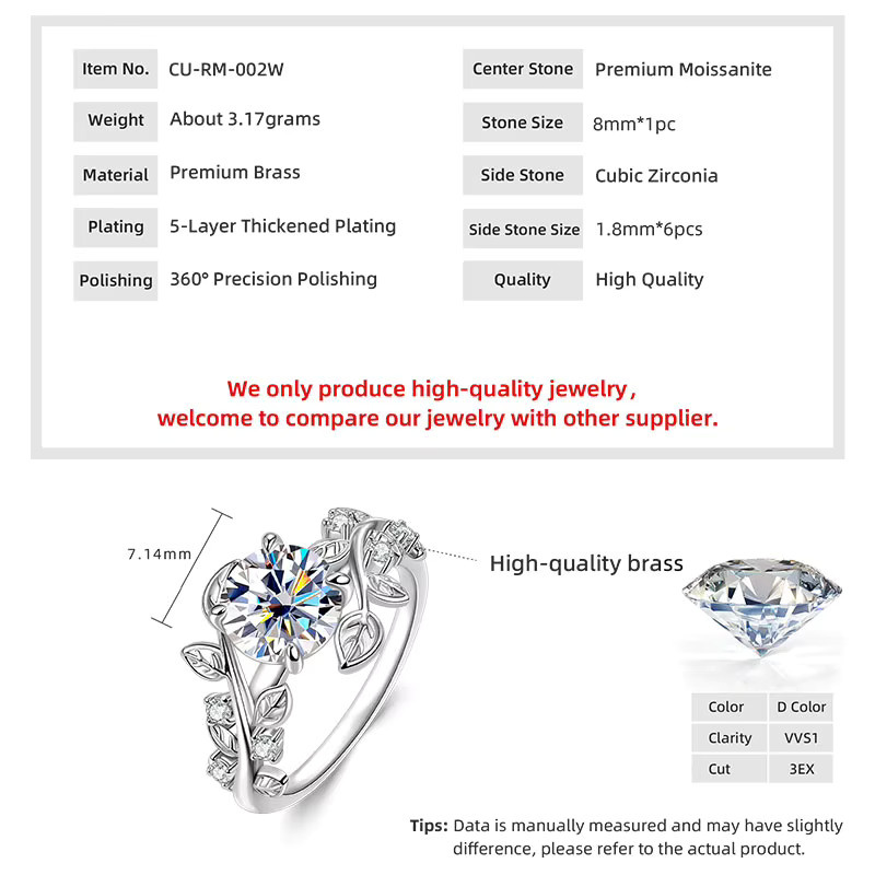 Anziw Verlobungsring, Moissanit-Diamant, 14K Gold Filled, Damen - Bild 3