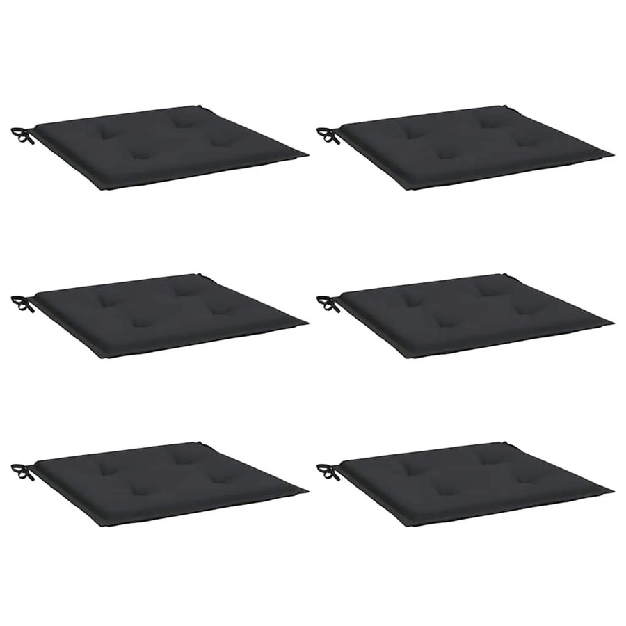 6er Set vidaXL Gartenstuhl-Kissen aus wasserabweisendem Oxford-Gewebe in Schwarz, B/T/H: 40 x 40 x 3 cm - Bild 2