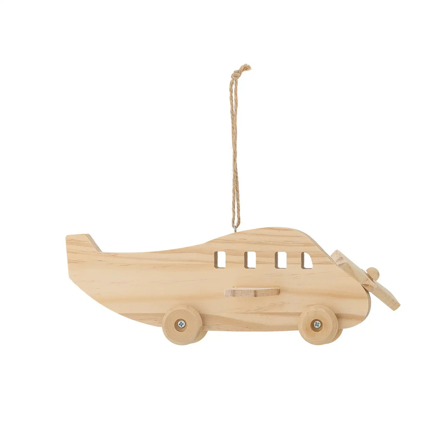 Bloomingville Mini Flugzeug Mobil aus Kiefer Holz in Natur/Beige, Höhe: 25,5 cm - Bild 1