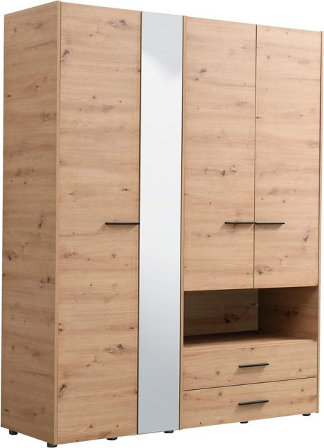 Mömax Kleiderschrank Eiche Artisan in Braun und Beige mit integrierten Schubladen, B/T/H: 161 x 54 x 205,5 cm - Bild 1