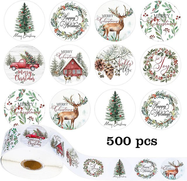 500 Stück Cartoon-Geschenkaufkleber mit Weihnachtsmotiven und Anime-Serien-Designs in Multicolour - Bild 1