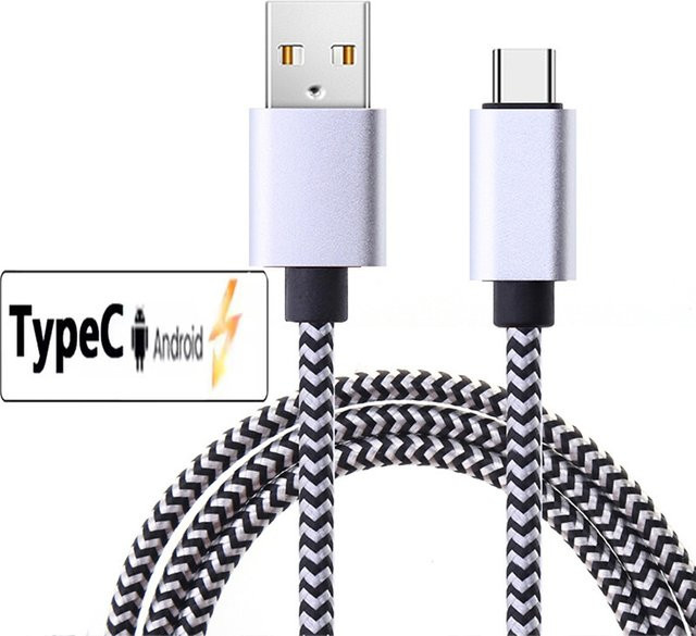 Koovesy USB A zu Typ C Ladekabel in Pink, geflochtenes Nylon High-Speed Datenkabel mit 2,4 A für schnelles Laden von Android-Geräten - Bild 1