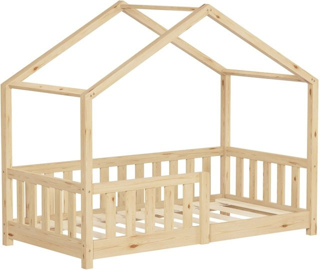 ML-Design Kinderhausbett aus Kiefernholz in Beige mit Lattenrost, B/T/H: 70 x 140 x 80 cm - Bild 2
