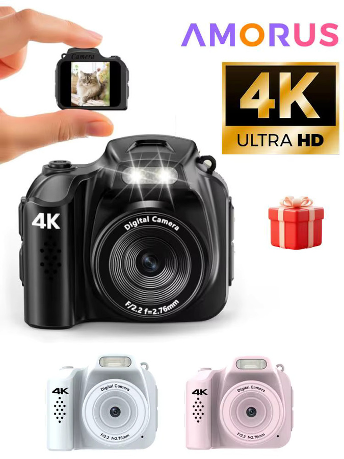 AMORUS Mini-Schlüsselanhänger-Kamera in Pink mit 4K Auflösung und 64 MP als Digitalkamera und Taschen-Camcorder - Bild 7