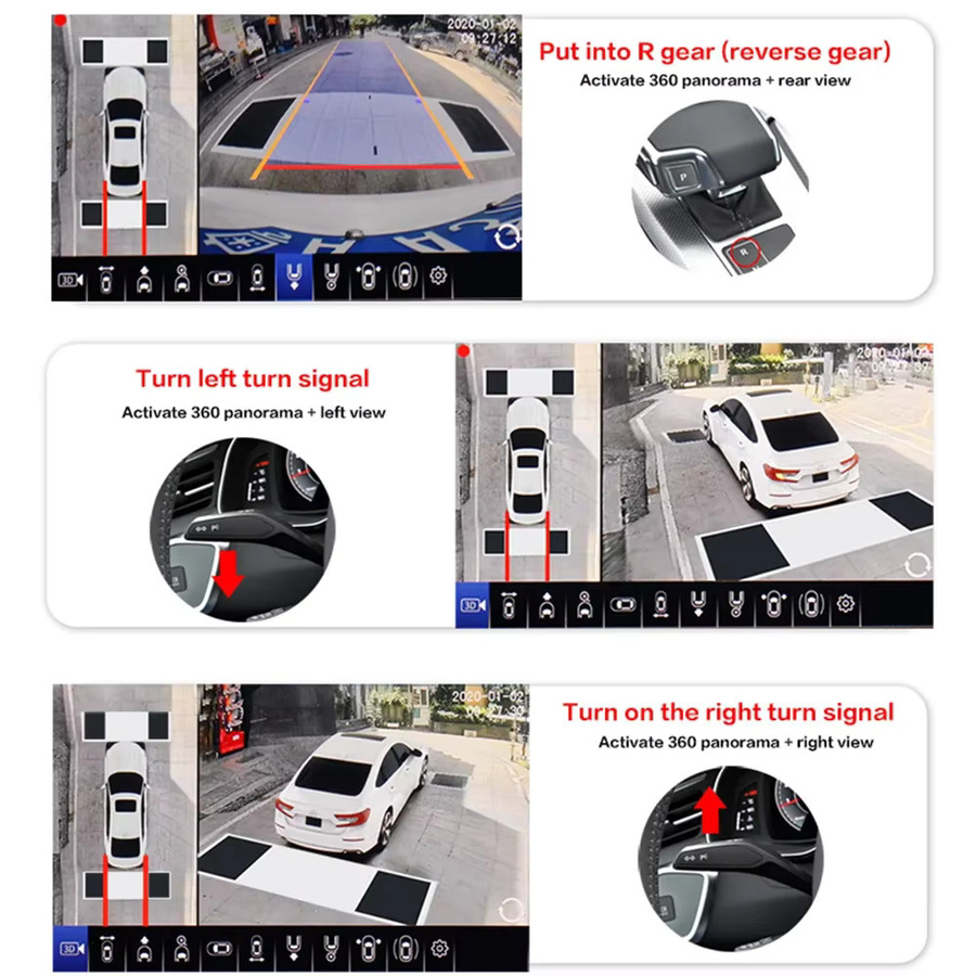 SMARTOUR 360-Grad Auto-Umgebungskamera-System mit 1080P Full HD Panorama-DVR-Rekorder in Schwarz - Bild 4