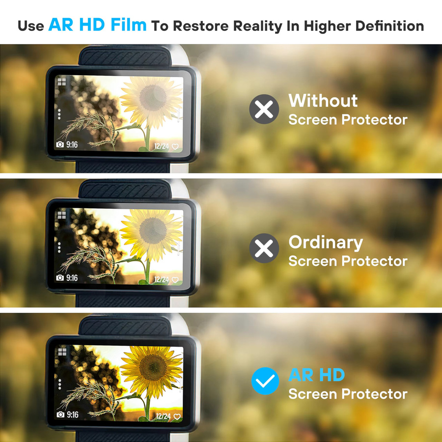 2er-Pack AR HD Gehärteter Glas-Displayschutz für DJI Osmo Pocket 3 und Pocket 4 inklusive Objektiv-Schutz und Auto-Align Installationskit, Transparent - Bild 4