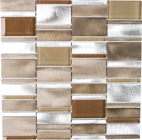 HuH Mosaik Mosaikfliese Modern-Mix Wandbelag aus Glas in Beige, Braun und Multicolour, B/L: 30,1 x 30,1 cm - Bild 1