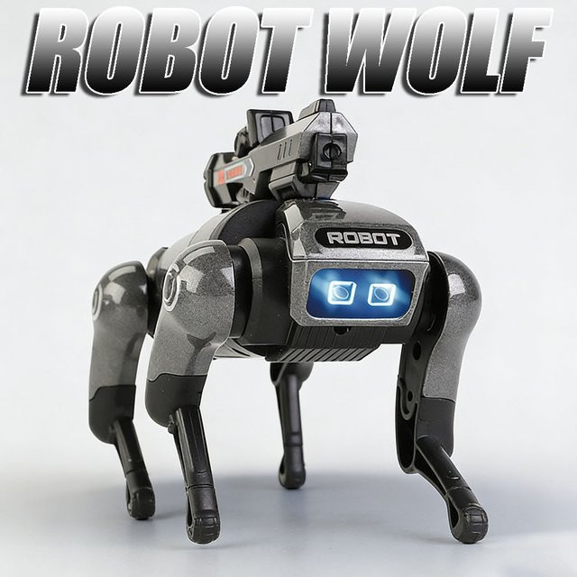 MAKEDA Roboter Wolf, Spielzeug Modell, Metall, mit Licht und Sound - Bild 1