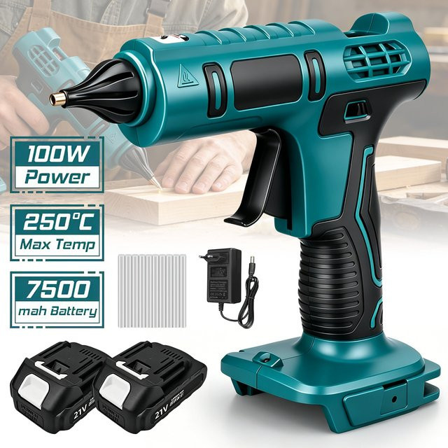 TKKEACE Heißklebepistole 100W Hochtemperatur Elektro-Mini-Klebepistole für Makita-Akkus mit 11mm Klebesticks - Bild 1
