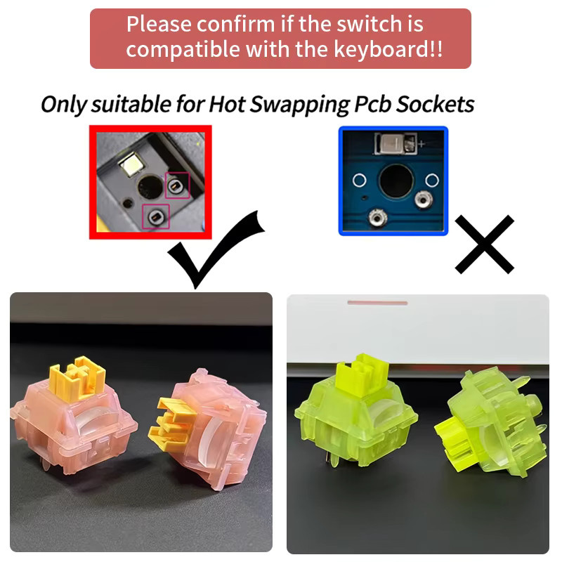 Outemu Silent Lemon V3 und Silent Peach V3 mechanische Tastaturschalter, linear und tactile, 5-Pin Hot Swap, vorgeschmiert, Multicolor - Bild 3