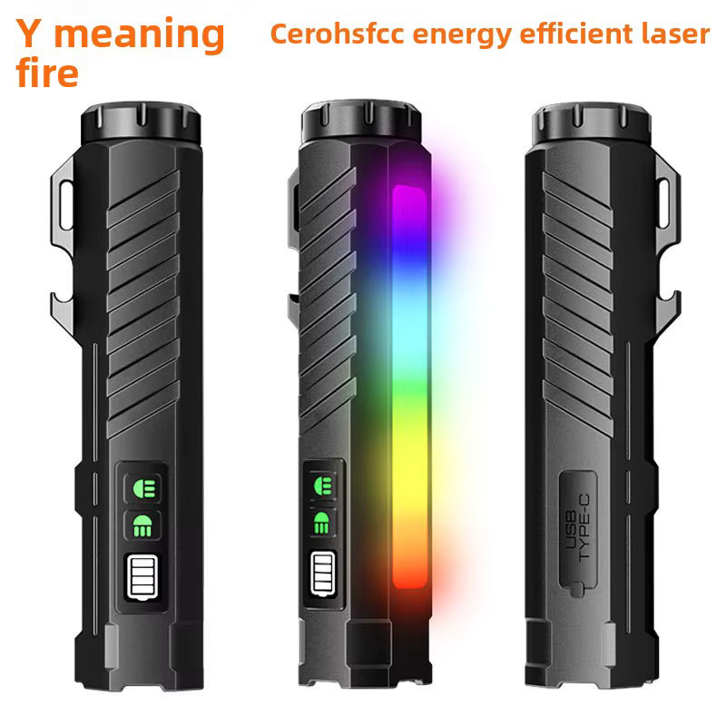Multifunktionale RGB-Taschenlampe mit Magnetfuß und USB-Ladefunktion in Schwarz und Multicolour - Bild 2