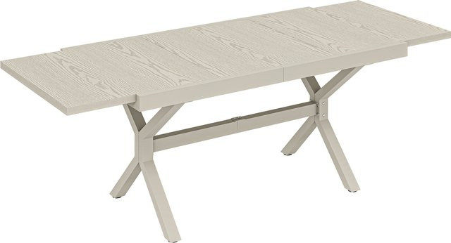 Outsunny Ausziehbarer Gartentisch für 8-10 Personen aus Aluminium in Holzoptik mit Stahlbeinen, Silbergrau, B/T: 154 bis 214 x 85 cm - Bild 1