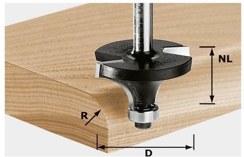 Festool Abrundfräser mit Anlaufkugellager, Farbe: Silber, Schaftdurchmesser: 8 mm, Durchmesser: 31,7 mm, Arbeitslänge: 16,5 mm, Gesamtlänge: 56 mm - Bild 1