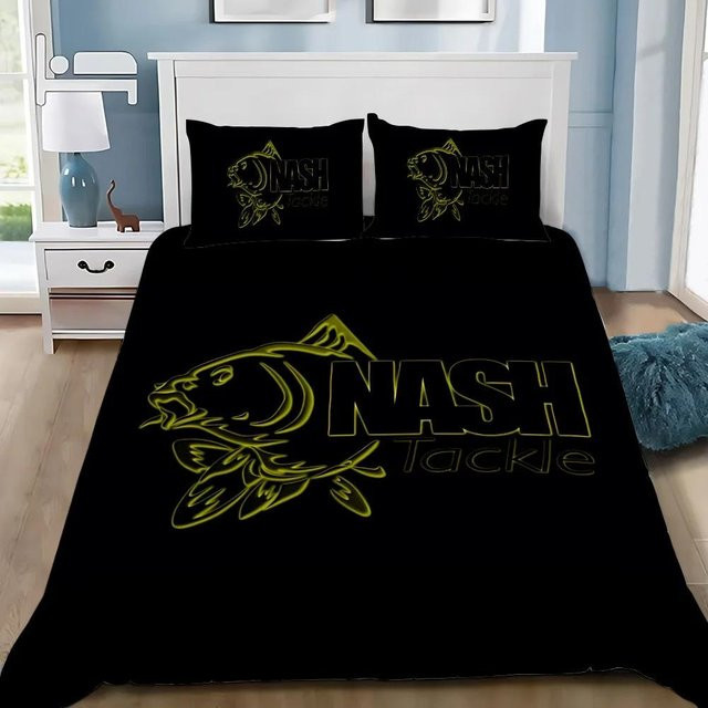 Bettwäscheset Fishing Nash mit 3D-Print Design für Erwachsene und Kinder, Schwarz, B/H: 150 x 200 cm - Bild 1
