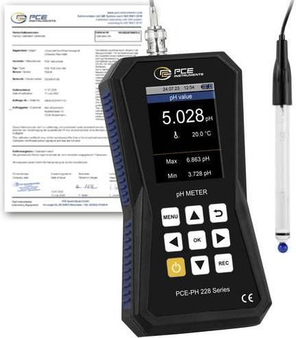 PCE Instruments Hochpräzises pH-Messgerät PCE-PH 228HTE-ICA in Schwarz mit Messbereich bis 20 pH und Genauigkeit von ±0,002 pH - Bild 1