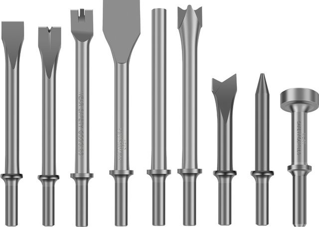 9-teiliges Metall-Lufthammer-Bit-Set in Silber zum Entfernen von Rost und Bohren für Fliesen und Mauerwerk - Bild 1