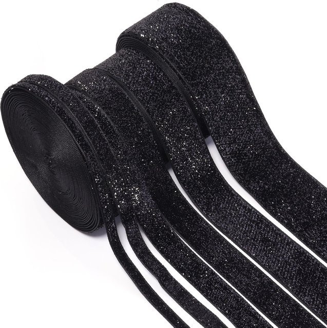 Glitzerndes Samtband in Schwarz für DIY-Dekorationen und Geschenke, 5–10 Yards - Bild 1