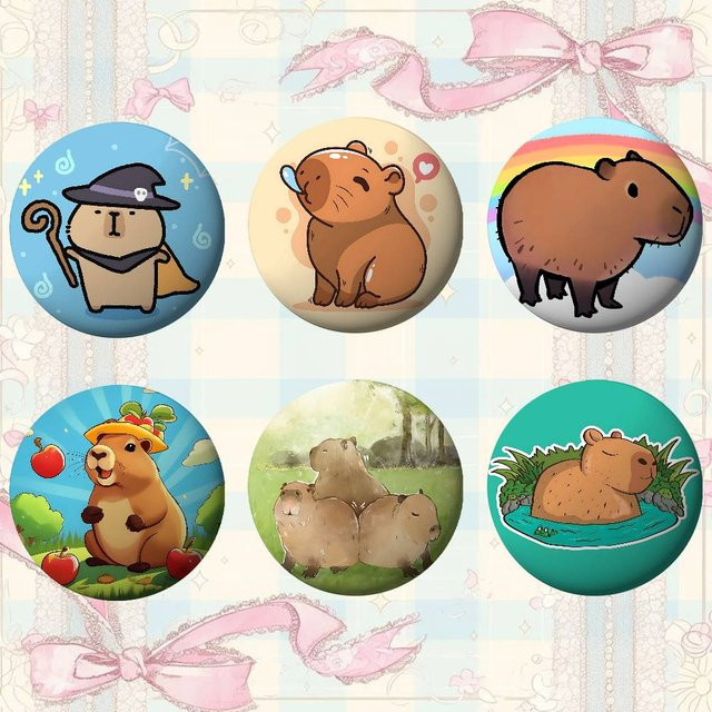Bilibili Brosche Cartoon Capybara, Bunt, Unisex - Bild 1