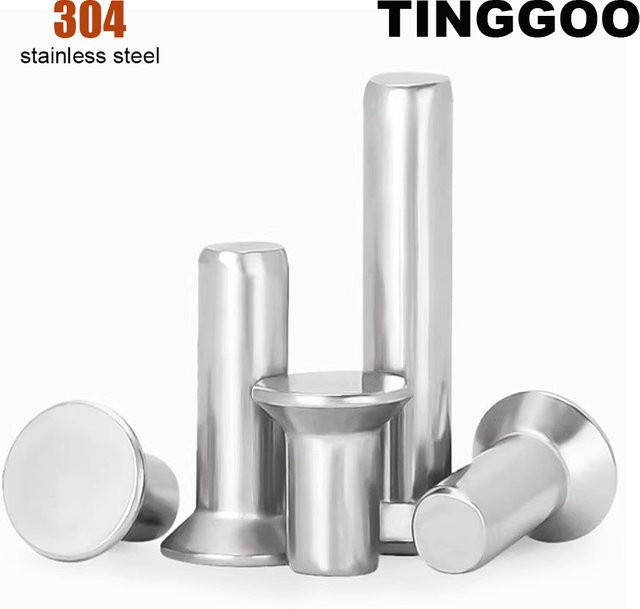 TINGGOO GB869 Flachsenkkopf Nieten aus Edelstahl A2-70, Farbe Silber, verschiedene Größen von M1 bis M6 - Bild 1